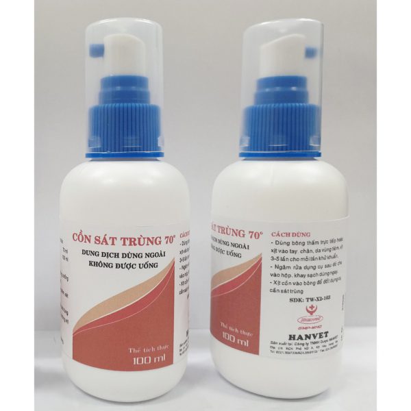 Nước xịt rửa tay sát trùng vi khuẩn,cồn sát trùng 70⁰ Hanviet 100ml