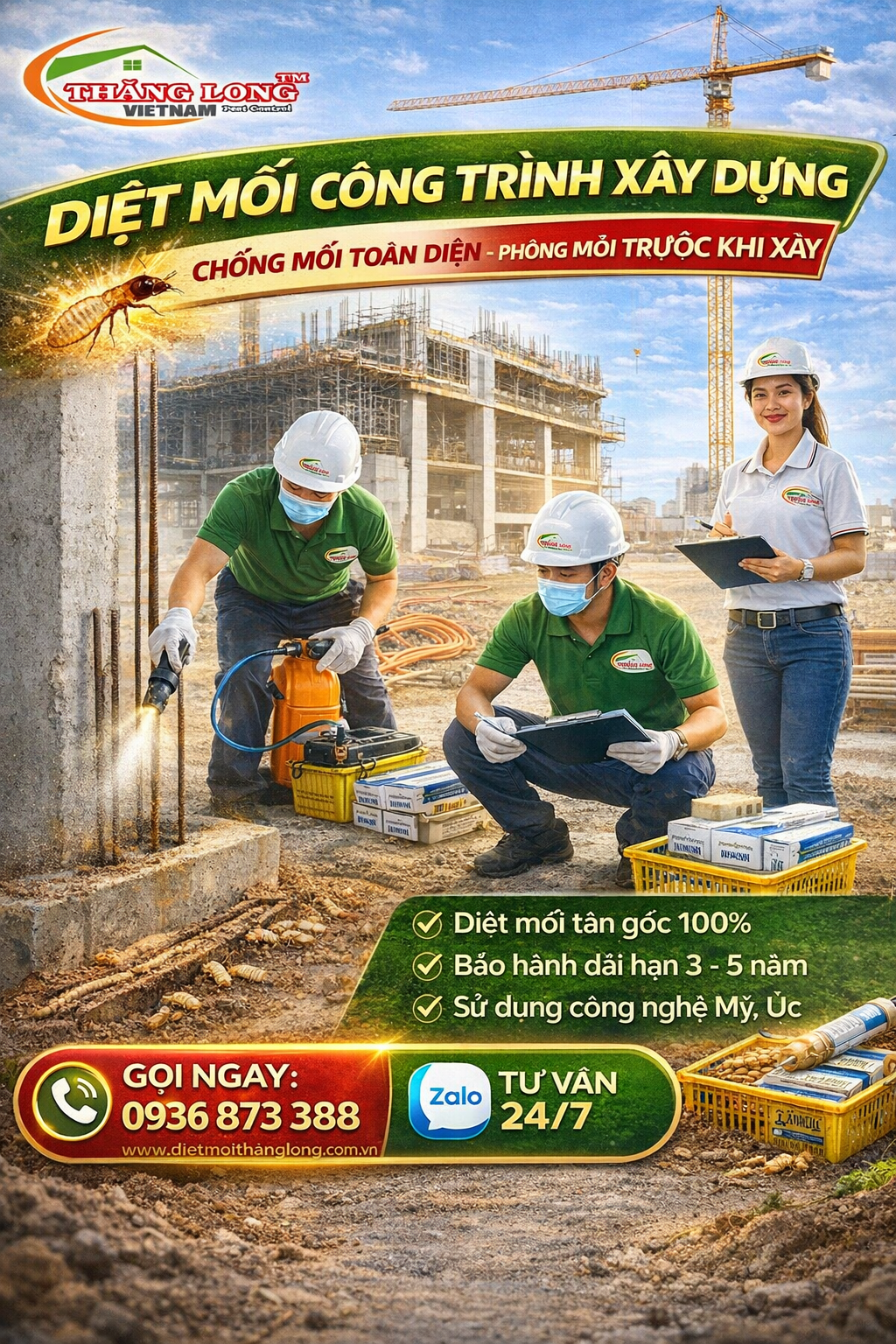 Quy trình diệt mối công trình TP HCM