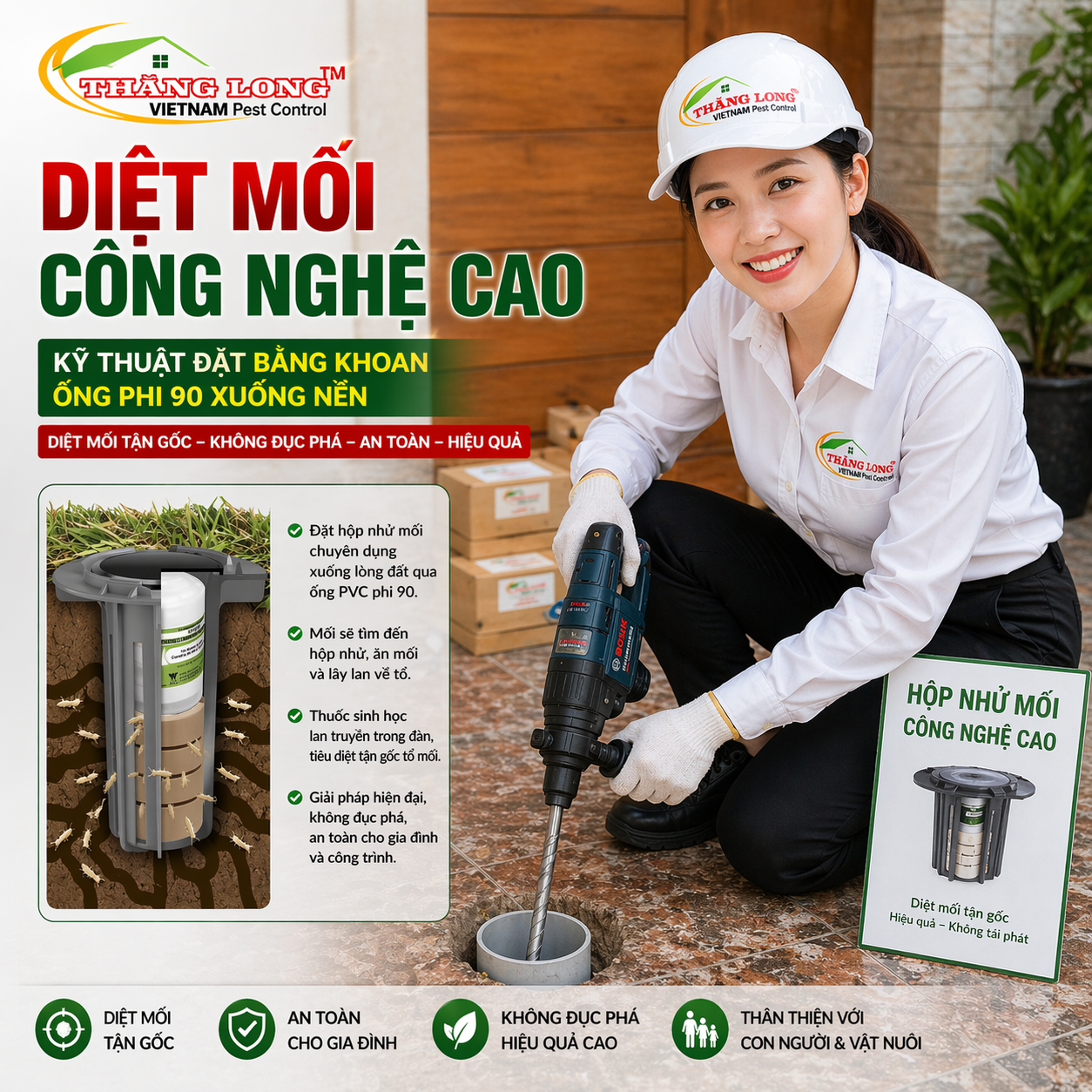 Đặt bả mối công nghệ cao Nhật Mỹ