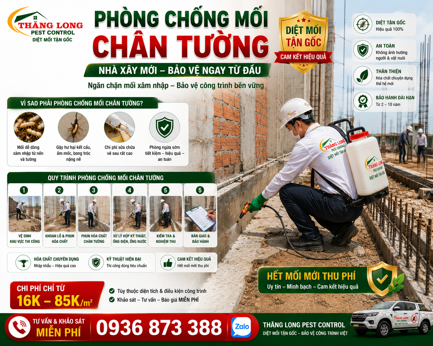 Phòng chống mối chân tường nhà xây mới